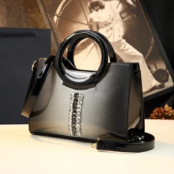 

Luxury Handbags Women Bags Designer High Quality Patent Leather Round Top Handle Bag Diamonds Evening Party Bags Shoulder Bag
