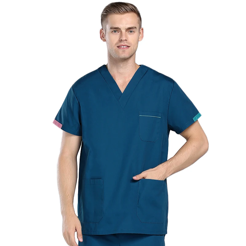 New Men Medical Scrub Sets Hospital Doctor Nurse Uniforms Dental Clinic