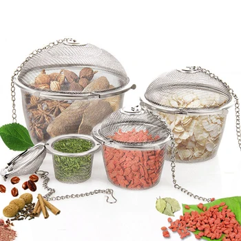

Stainless Steel Tea Infuser Reusable Loose Leaf Mesh Tea Filter Tea Strainer with Lid and Extended Chain Hook (S M L XL)