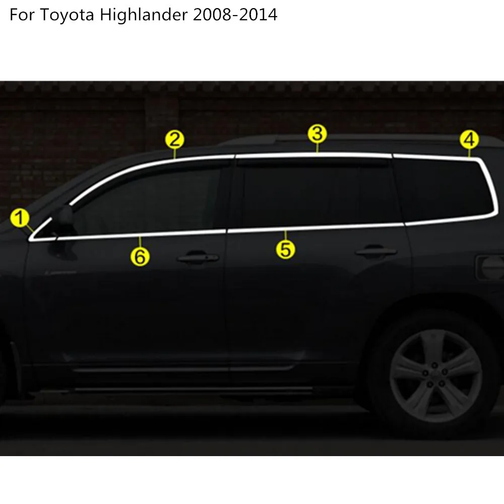 Автомобильный Стайлинг кузова стекло окна гарнир столб средняя колонна полоса отделка для Toyota Highlander 2008 2009 2010 2011 2012 2013