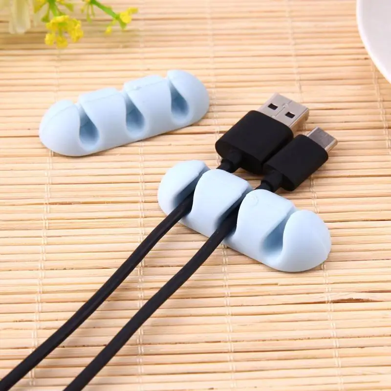 Новый 2 шт Мягкий силиконовый зажим для кабеля мобильного телефона USB органайзер
