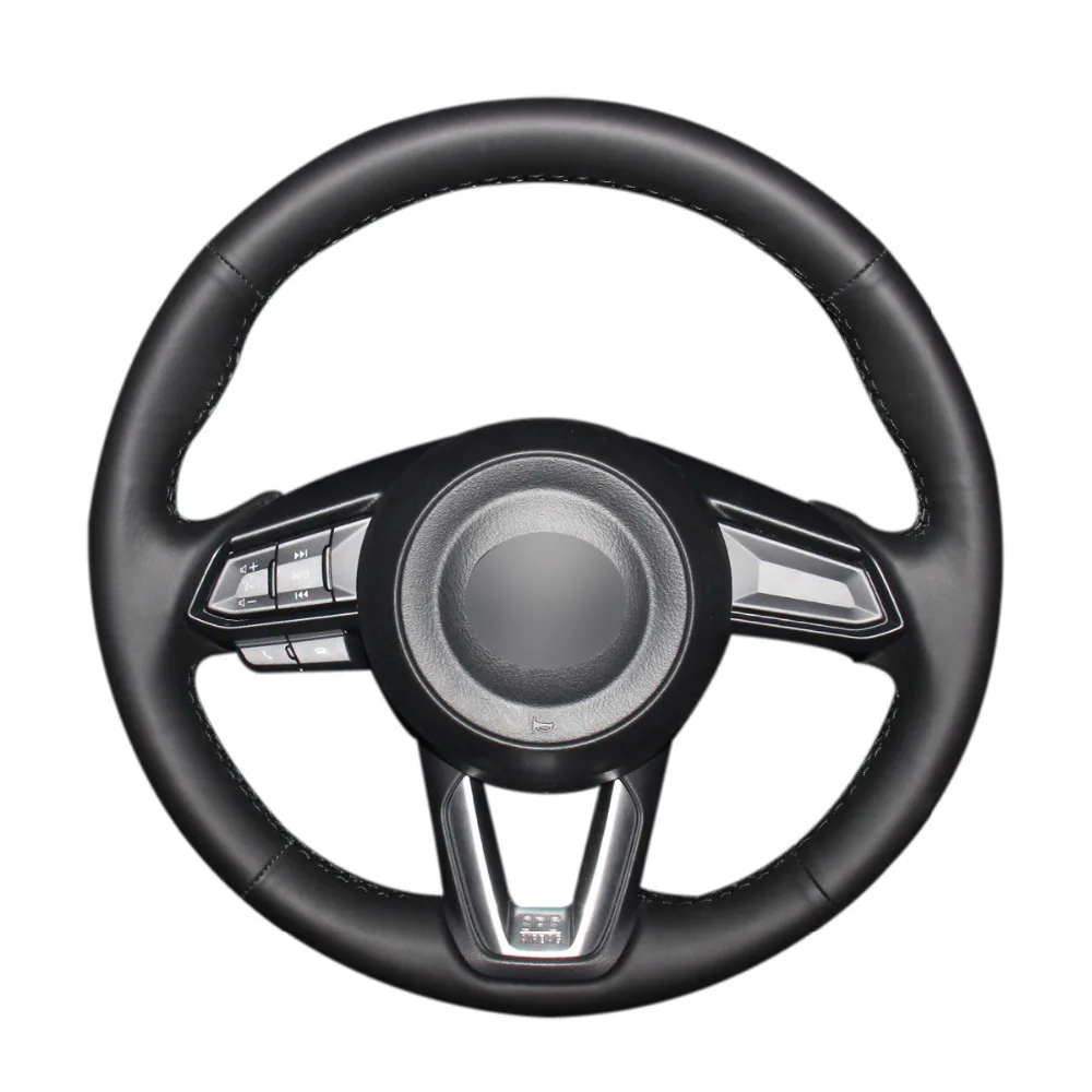 Черная искусственная кожа PU чехол рулевого колеса автомобиля для Mazda 3 Axela- Mazda 6 Atenza CX-3 CX-5 CX-9 Toyota Yaris