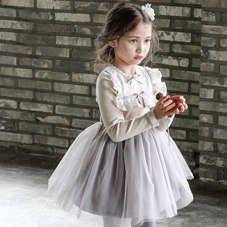 

new 2018 spring autumn dress children clothes mesh patchwork princess girls tutu dresses vestido menina for 2~7age toddler dress