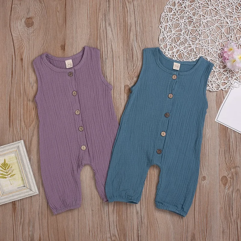 Newborn Baby Girl Clothes Infant Baby Cotton And Linen Sleeveless Kids Jumpsuit Newborn Concise Soft Toddler Clothes 1-5Y Newborn Baby Girl Clothes Infant Baby Cotton And Linen Sleeveless Kids Jumpsuit Newborn Concise Soft Toddler Clothes 1-5Y