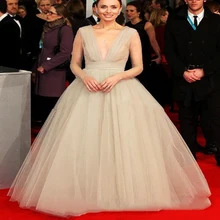 Модные Шампанское Тюль Длинные Пром Платья Красной Ковровой Дорожке Платья Знаменитостей На BAFTA Наград Женщины Формальные Вечерние Платья