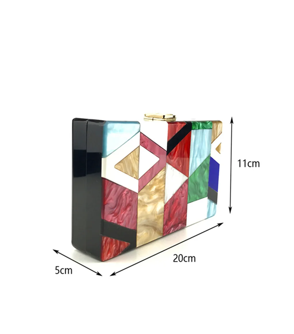 Цветная женская сумка, портативная, новая, повседневная, горячая Распродажа, женская вечерняя сумка с геометрическим узором, цветная акриловая коробка, вечерние посылка#527
