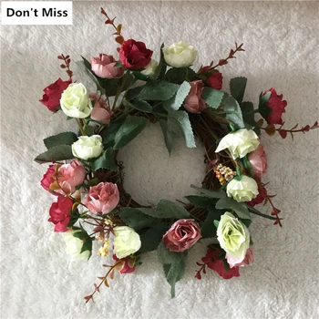 

Autumn Decoration Rattan Wianek Artificial Wreath Silk Rose Wreath Farmhouse Christmas Wreath Wedding Home Party Decoration