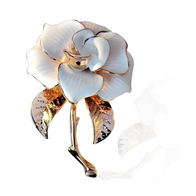 Camellia Brooches Jewelry For Women Wholesales Fashion Rose Gold Color 