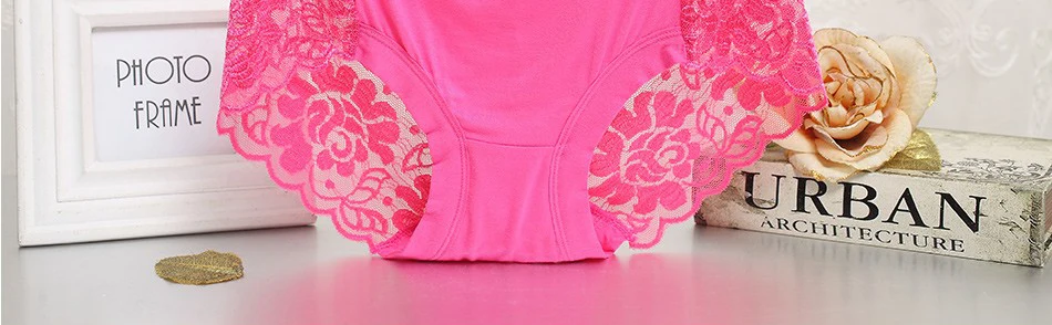 Women Underwear Briefs Sexy Women's Panties Full Transparent Pink Lace Seamless String Cotton Plus Size Women Underwear Panty 34