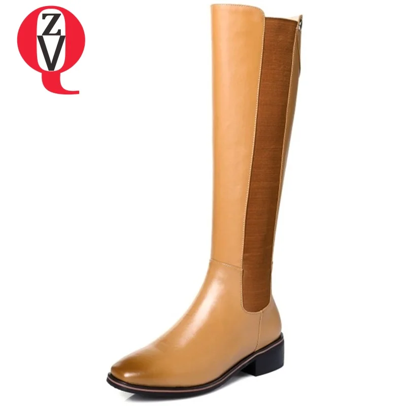 

ZVQ new come fashion knee high boots woman square toe 2018 winter new come low heel ladies brand party shoes quality boots