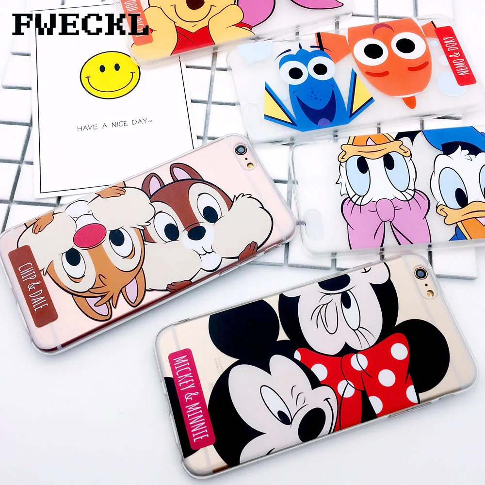 

Lovely Cartoon characters Donald Duck Winnie Minnie Mickey Mouse Case For iPhone 6 6S 7 8 Plus X XS MAX XR Soft TPU Cover Coque