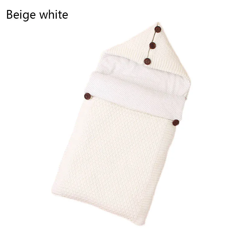 Baby Winter Sleeping Bag For 0~12M Thickening Anti-kick Quilt Zipper Warm Sleepsacks Infant Windproof Foot Cover - Цвет: Beige white