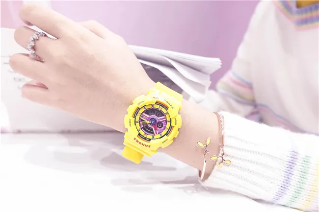 Ulzzang многофункциональные электронные спортивные часы женские водонепроницаемые силиконовые студенческие наручные часы с большим циферблатом подарок Montre Femme