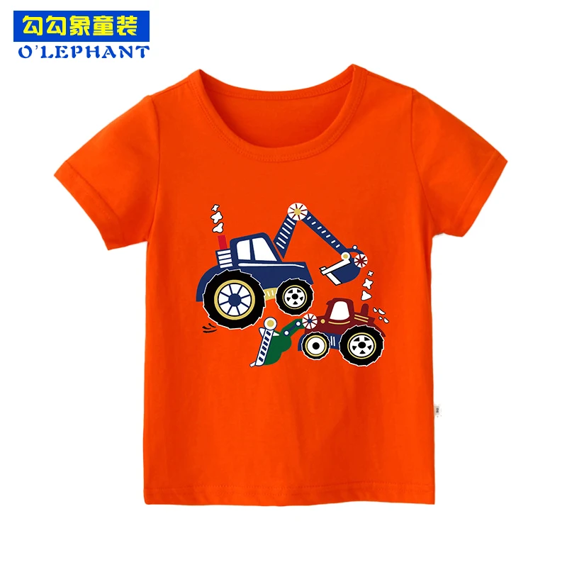 

O'LEPHANT 2019 summer boys colorful cars prints t shirt Children's catoon prints tops Kids pure cotton short sleeves clothing