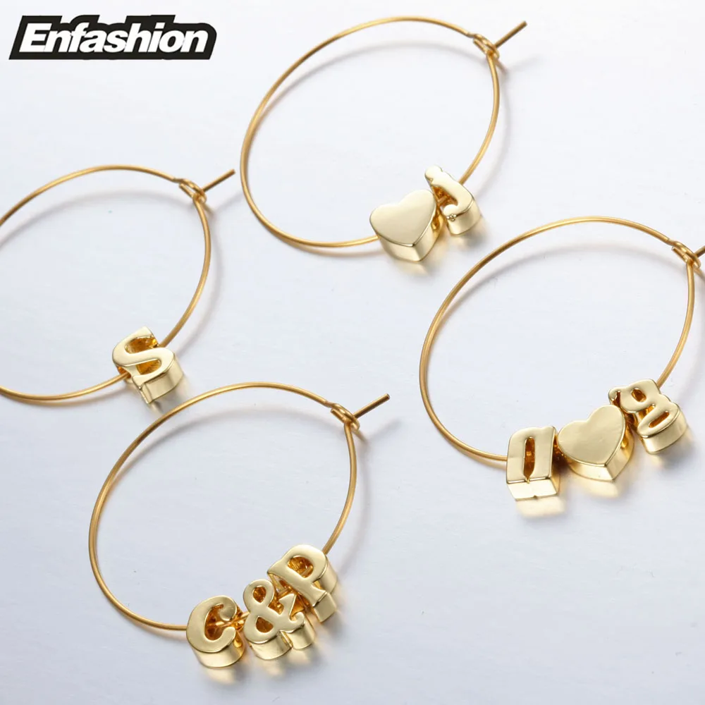 Enfashion серьги кольца с буквами золотистого цвета Alfabet круглые для женщин сделай