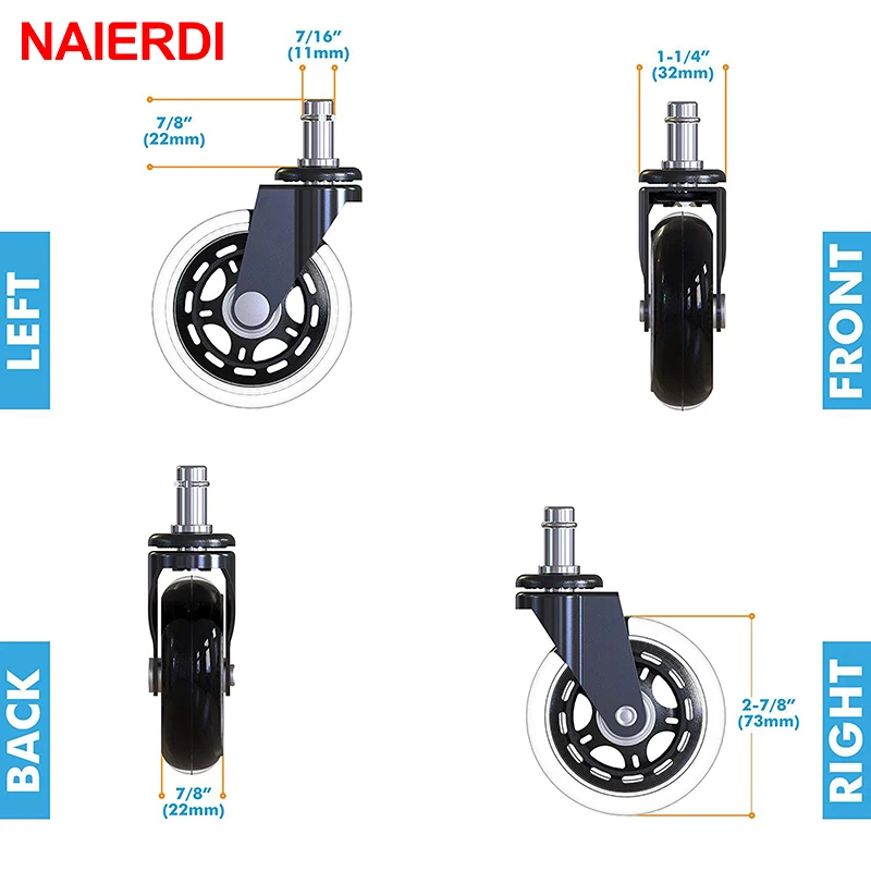 5pcs 3-Inch Quiet Office Chair Casters #5