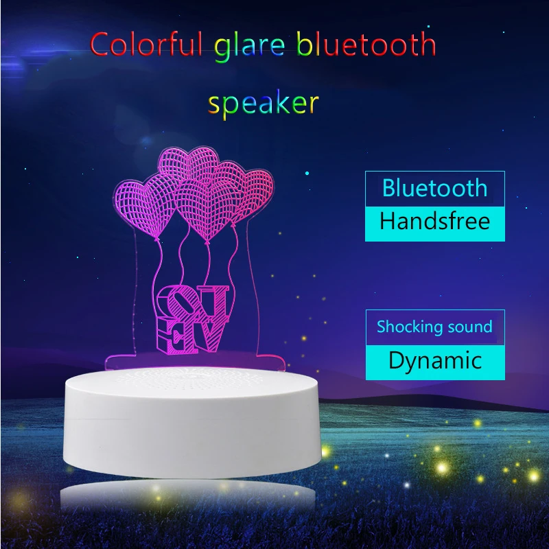 

Mini Portable wireless Bluetooth Speaker Stereo big power Music Subwoofer Colorful cartoon characters Acrylic LED Speaker USB FM