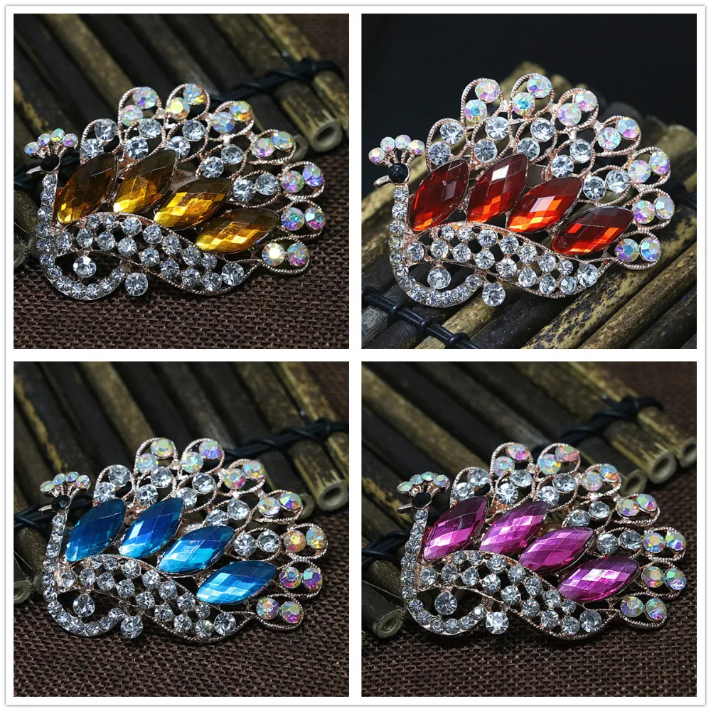 Beautiful rose gold plated lovely peacock brooches charms pins noble clothes party ceremony jewelry R