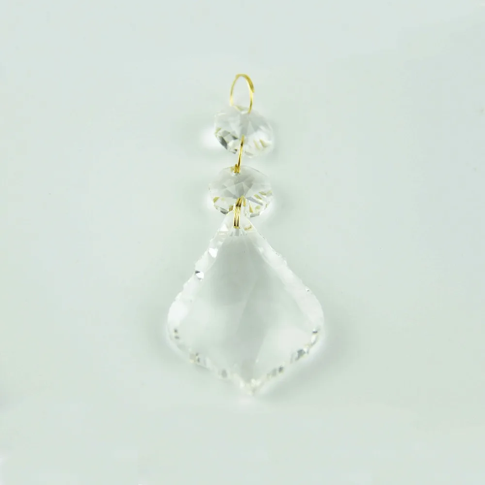 

20 Sets 2pcs 14mm Octagonal Beads With 50mm Maple Pendants With 3 Gold Iron Rings For Fengshui Table Decoration Free Shipping