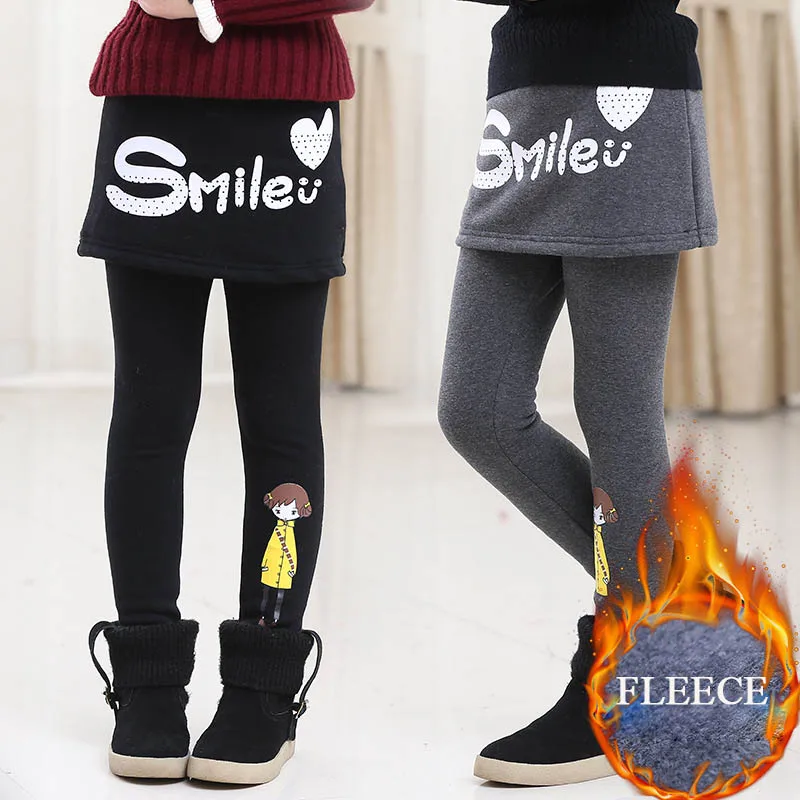 Prix Leggings pour filles pantalons d hiver enfants pantalons filles leggings chaud faux deux pièces polaire jupe pantalon enfants jupe divisée pantalon
