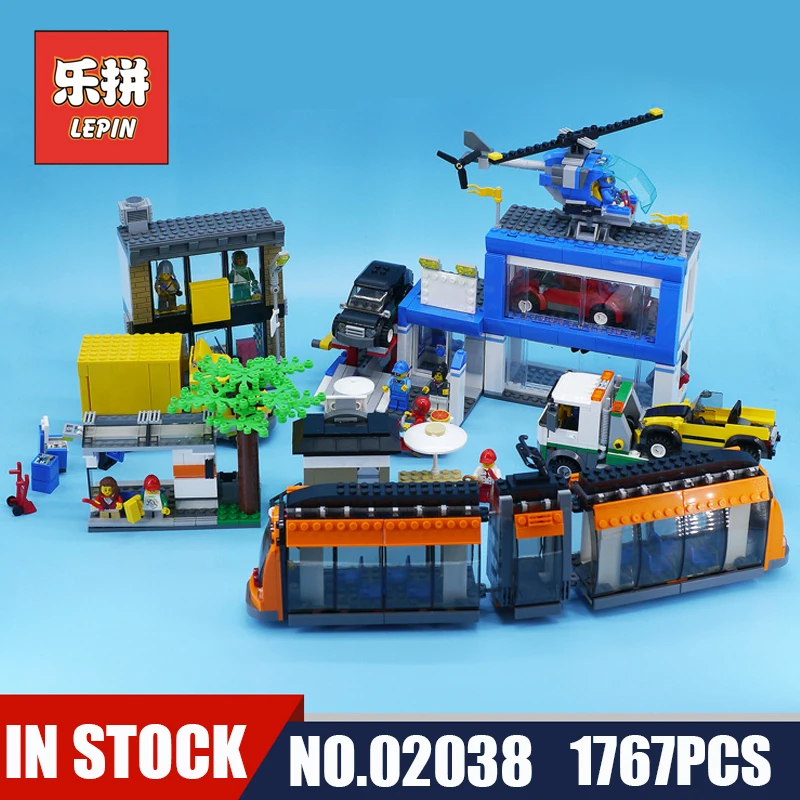 

lepin New City Blocks 02038 the City Square Car Lift Tram Building Blocks Bricks Compatible 60097 Toys for Children Christmas