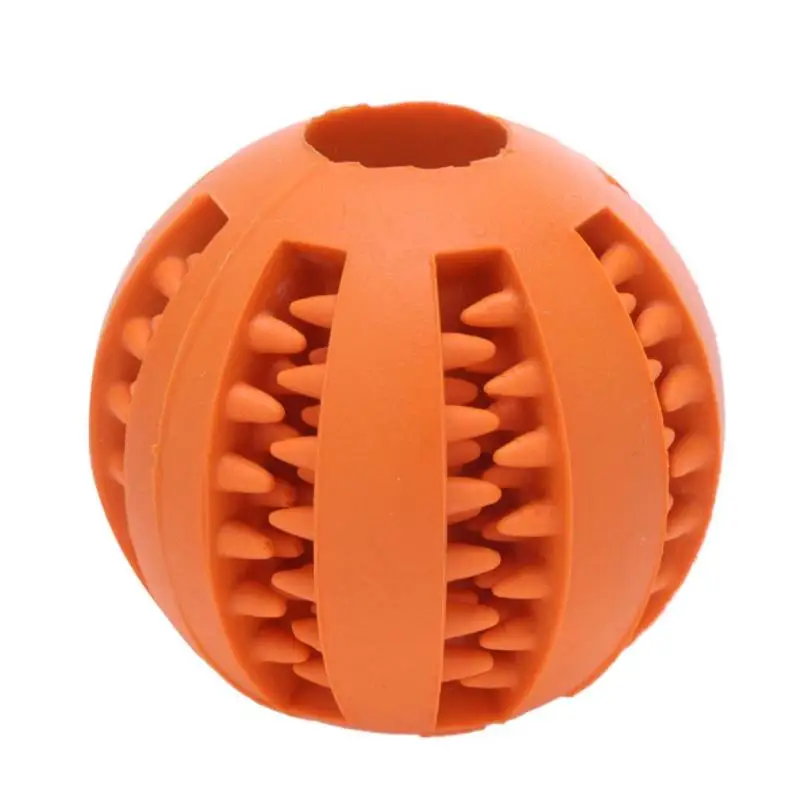 Интерактивный резиновый шар собака игрушка для домашней собаки кошка щенок эластичность зубы мяч собака жевательные игрушки чистка зубов шарики игрушки 5/7 см для собак - Цвет: Оранжевый
