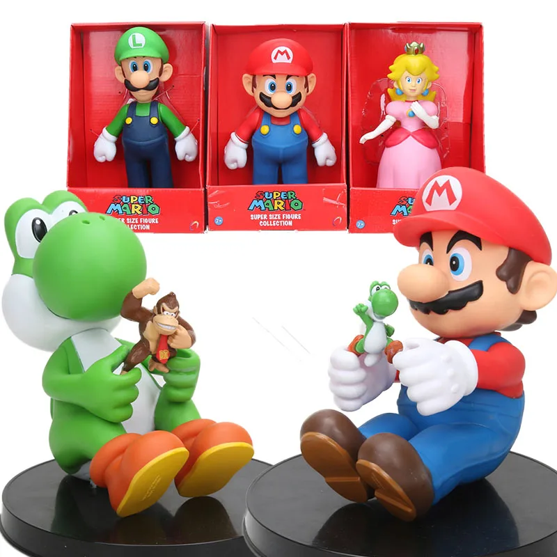 

Odyssey Mario Maker figure 21cm sitting Super Mario Bros with Yoshi mushroom PVC Action Figure Luigi Peach pvc Model Toys