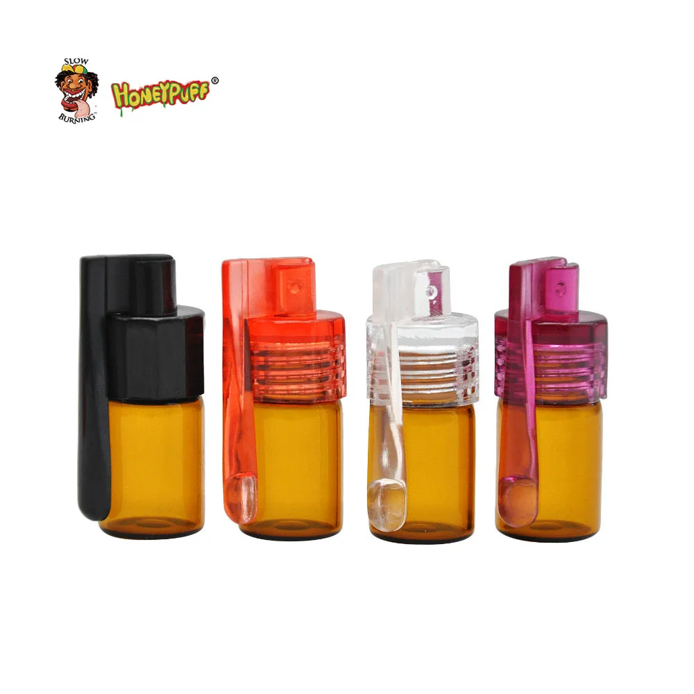 

48pcs 36mm Glass Small Pill box storage Bottle Snuff Snorter Bottle With spoon.Color Random