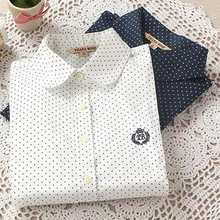 2016 Women Fashion blouse polka dot Shirt Colorful print tees Cotton ladies brand shirts tops casual Blusas Feminino