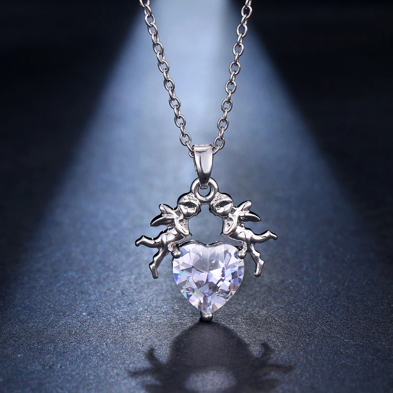 

Emmaya Brand Luxury Originality AAA Zircon Cupid Pendant Adjustable Necklace for Women Or Lovers Crystal Jewelry Wedding Gift