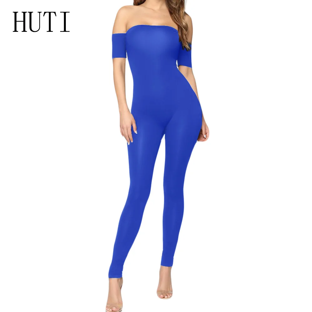 

HUTI Women Sexy Off Shoulder Slash Neck Bodycon Casual Jumpsuit Elegant Hollow Out Slim Pencil Jumpsuit Summer Party Overalls