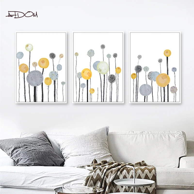 Artdom No Framed Modern Art Print Poster Nordic Minimalist Wall Picture Dandelion Canvas Painting Kids Room