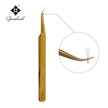 GS10 благородные изогнутые золотые пинцеты, особенно для 3D объем норка Наращивание ресниц ресницы пинцеты