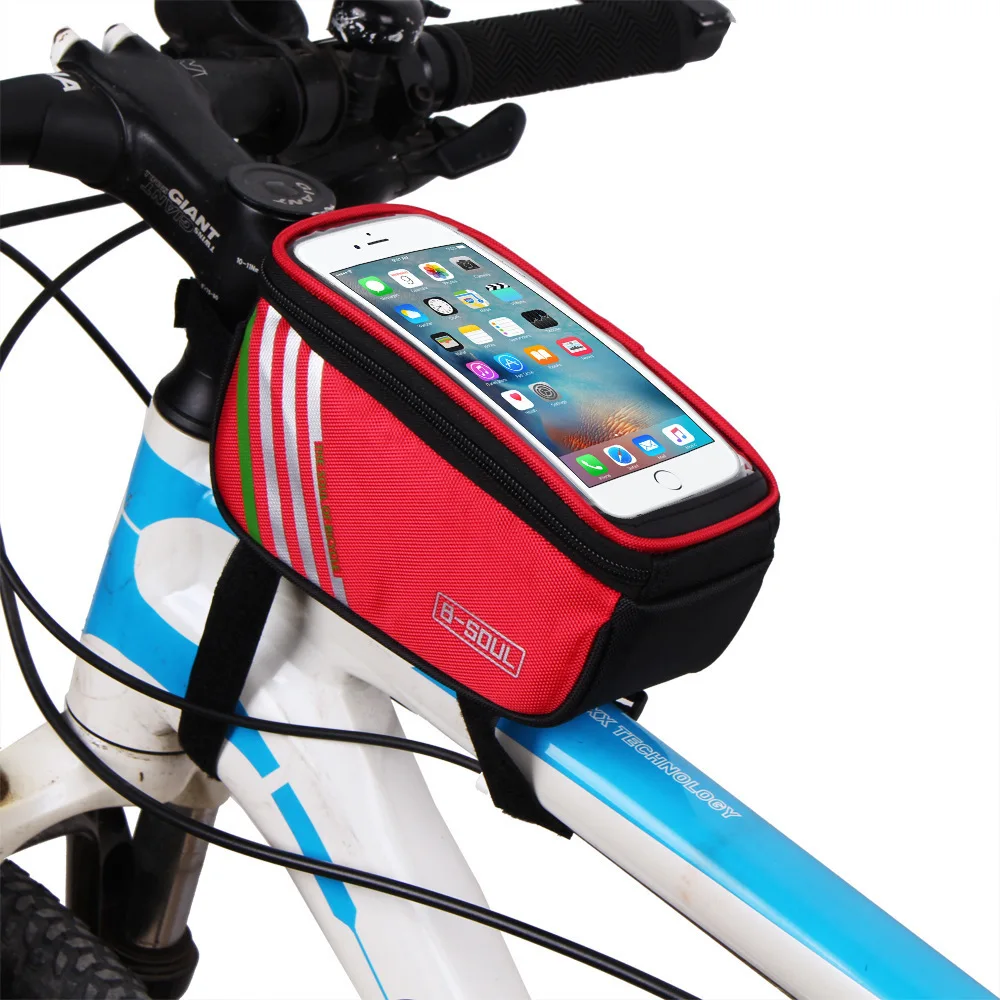 Best Bicycle front beam package 4.8/5.7 inch touch screen phone saddle bag bike on tube tool bag riding equipment alforjas bici MTB 1