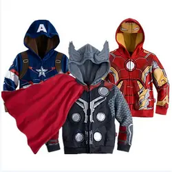 Детские толстовки с героями мультфильмов, одежда Детский свитер Человек-паук с супергероями Marvel, Железный человек, Тор, Капитан Америка