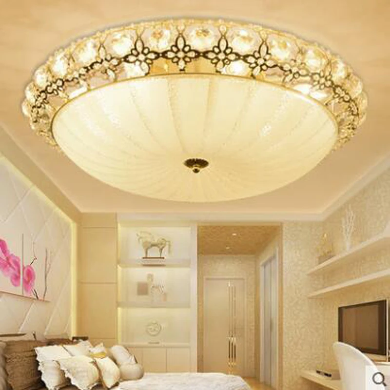 

European-style gold round crystal ceiling lamp bedroom dining room study kitchen led lighting aisle corridor lighting fixture