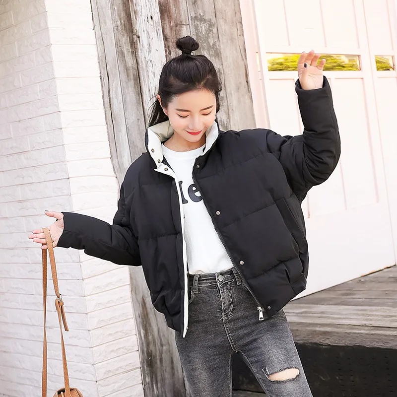 Stand Women Jacket Sha black Breasted Basic H154 Outerwear Solid rhodo Winter Short Coat Parkas New red Female Buttons Hong duo Beige 2018 Inverno Collar Casaco qx05wp8g8