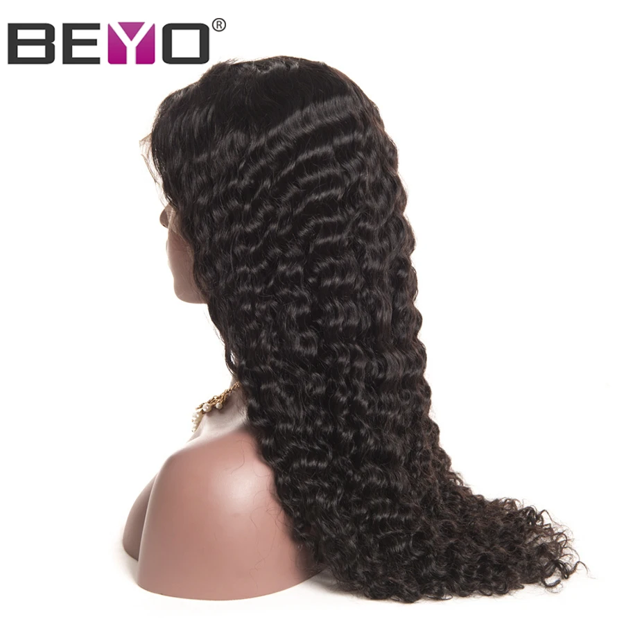 

Beyo Malaysian Deep Wave Wig 360 Lace Frontal Human Hair Wig Pre Plucked With Baby Hair Wigs For Women Natural Color Remy Hair