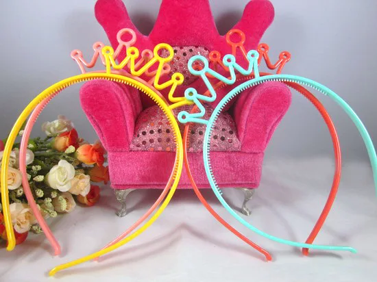 

50pcs/lot Happy Princess Tiara Crown Hairband Headband For Birthday Wedding Party Baby Girl's Hairwear Hair Decoration