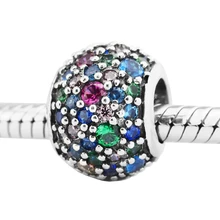DIY подходит Pandora Charms Браслеты Pave Beads с смешанным цветом 925 пробы-серебро-ювелирные изделия