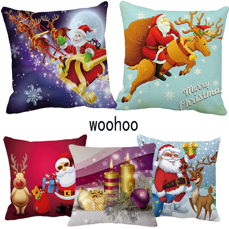 

woohoo New Christmas gift Cushion Cover Gold Printed Pillow Cover Decorative Pillow Case Sofa Seat Car Pillowcase Soft Cojin