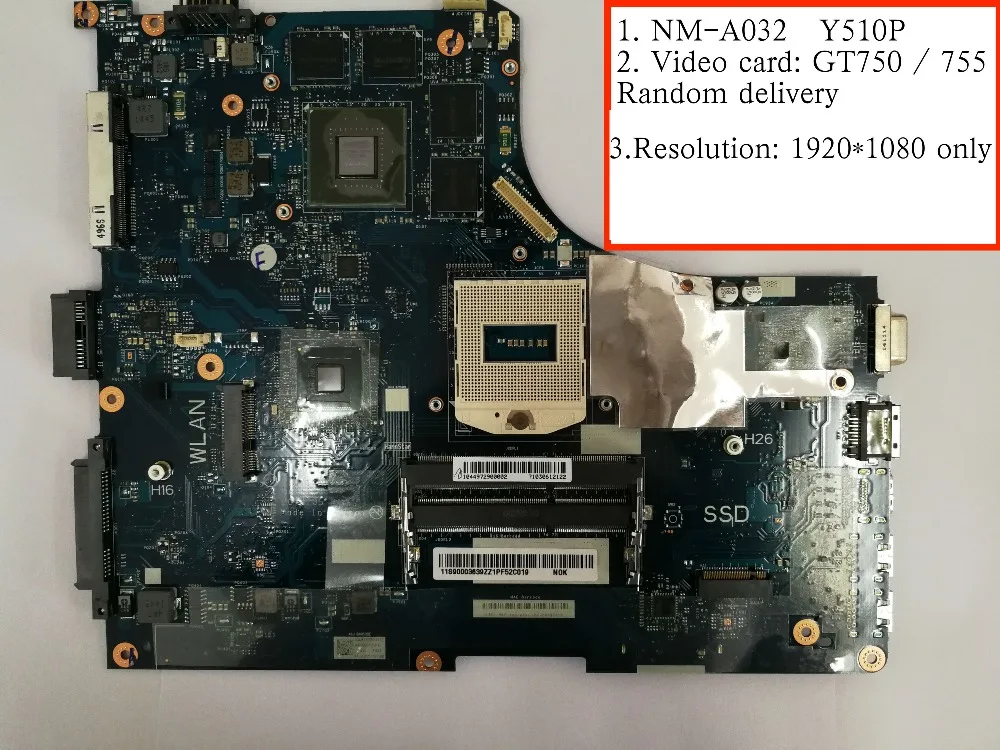 

Free Shipping For Lenovo Y510P VIQY1 NM-A032 motherboard with GT750/GT755 GPU ( Fit I3 I5 i7 CPU+ 1920*1080 Resolution)