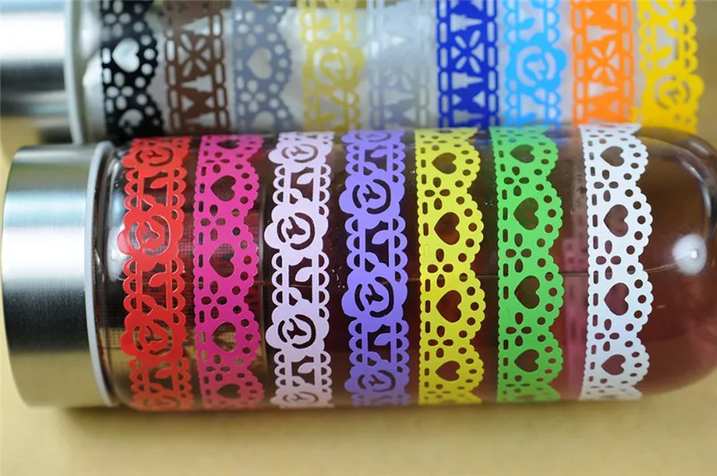 12 шт./лот многоцветный кружева клейкая записки лента DIY декоративные конфеты рулон липкой Бумага малярный скотч B1