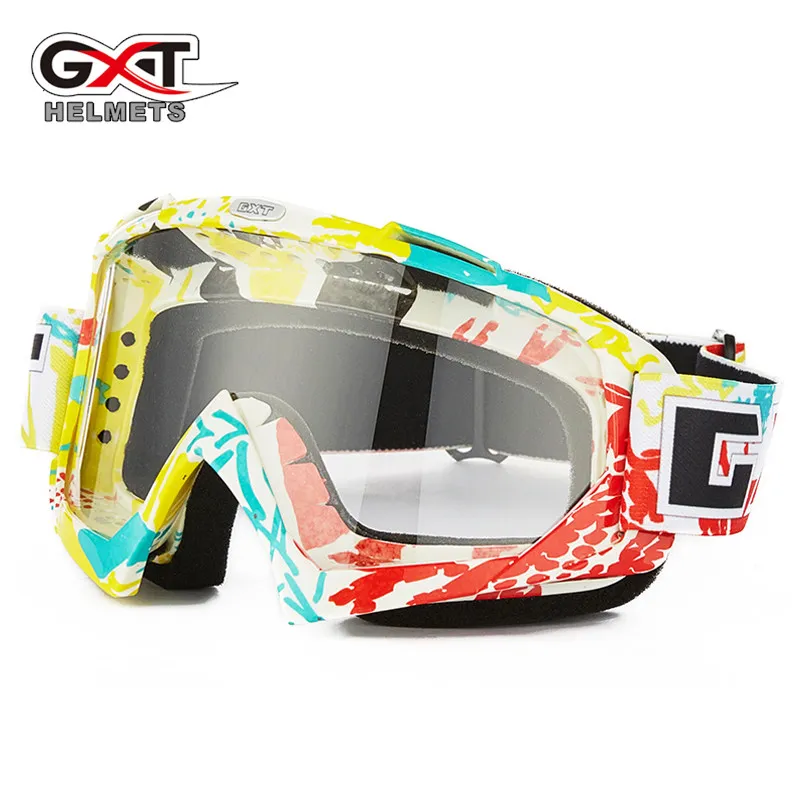 GXT moto cross moto rcycle очки ATV MTB DH ветрозащитное стекло для катания на лыжах мото велосипедные очки стеклянный шлем для беговых велосипедов - Цвет: red yellow white