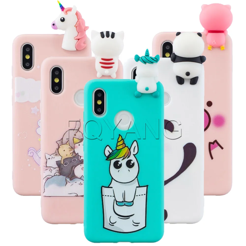 

TPU Soft Silicone Cover For Coque XIAOMI 5X 6X 8 F1 Cute 3D emboss cartoon patterned phone case panda Pig Unicorn Cat Rabbit