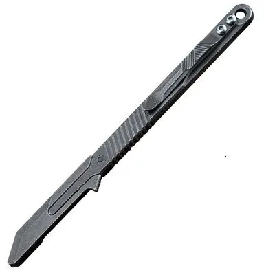 Титановый сплав прямой хвостовик скальпель EDC Универсальный мини-нож из коробки открытый небольшой прямой нож - Цвет: Черный