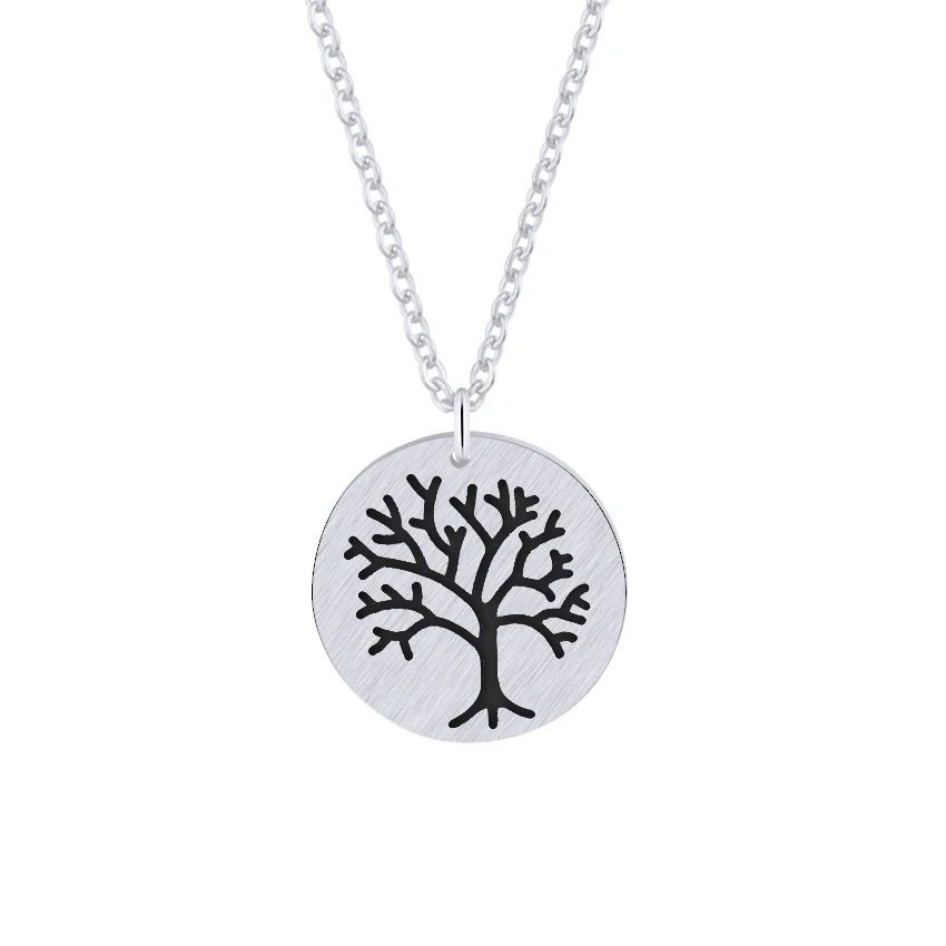 

ACEBFEET Trend Stainless Steel Tree Of Life Medallion Cion Pendant Necklaces For Woman Men Fashion Jewelry Family Gift Wholesale