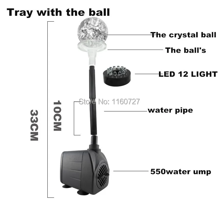 9 Вт ультра сад бонсай каменная горка фонтан насос бытовой с 12 светодиодов льда, чтобы взломать мяч костюм