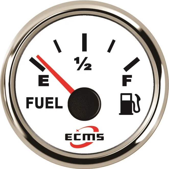 

Marine Boat Fuel Level Gauge 0-190 OHM 9-32V 52mm 316L Chrome Bezel With White Dial 800-00001