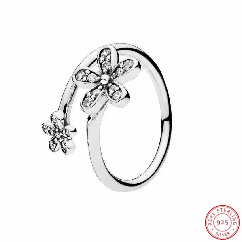 

Open Shank Dazzling Daisies Rings for Women Silver 925 Jewelry Clear CZ Feminine Twist Dilicate & Modern Design FLR115